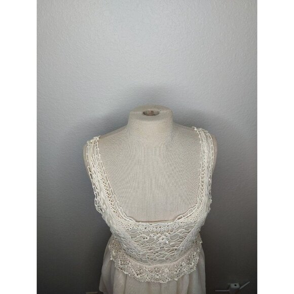 Love Fire Junior Womens Large Lace Dress Off White Beige Halter Lace Sleeveless - Picture 9 of 14